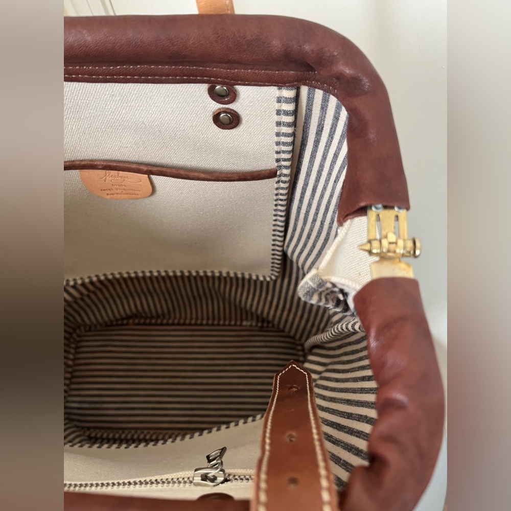 Elegant Canvas and Leather Shoulder Bag - Picture 4 of 10
